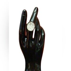 Chunky black and silver sparkly fashion ring size 7